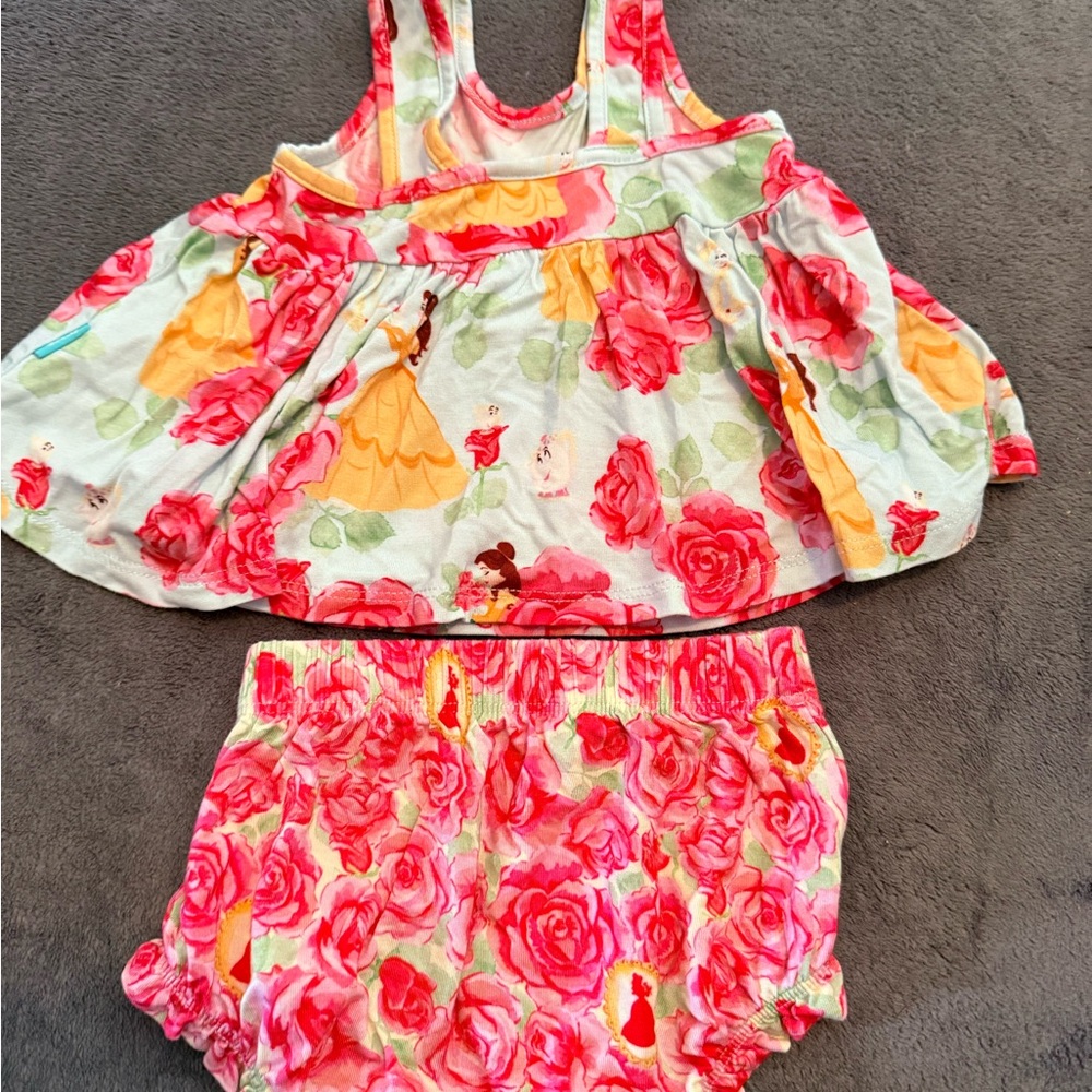 Girls Floral Tank Top & Bloomer Set - Beauty and the Beast print - Picture 2 of 2
